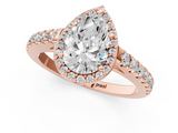 Rose gold Pear Cut Halo Diamond Engagement Ring with Pave Band and Four-Prong Setting_42