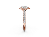 Rose gold Pear Cut Halo Diamond Engagement Ring with Pave Band and Four-Prong Setting_43