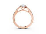 Rose gold Pear Cut Halo Diamond Engagement Ring with Pave Band and Four-Prong Setting_44