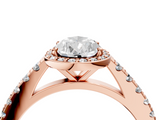 Rose gold Pear Cut Halo Diamond Engagement Ring with Pave Band and Four-Prong Setting_45