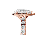 Rose gold Pear Cut Halo Diamond Engagement Ring with Pave Band and Four-Prong Setting_46