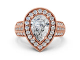 Rose gold Pear Cut Halo Diamond Engagement Ring with Pave Split Shank and Four-Prong Setting_3