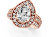 Rose gold Pear Cut Halo Diamond Engagement Ring with Pave Split Shank and Four-Prong Setting_4
