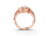 Rose gold Pear Cut Halo Diamond Engagement Ring with Pave Split Shank and Four-Prong Setting_6