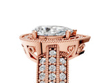 Rose gold Pear Cut Halo Diamond Engagement Ring with Pave Split Shank and Four-Prong Setting_8