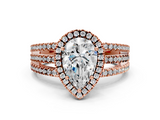 Rose gold Pear Cut Halo Diamond Engagement Ring with Split Shank and Four-Prong Setting_18
