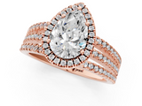 Rose gold Pear Cut Halo Diamond Engagement Ring with Split Shank and Four-Prong Setting_19