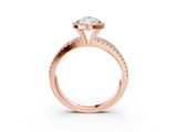 Rose gold Pear Cut Halo Diamond Engagement Ring with Split Shank and Four-Prong Setting_21