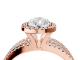 Rose gold Pear Cut Halo Diamond Engagement Ring with Split Shank and Four-Prong Setting_22