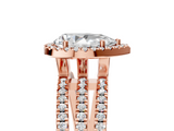 Rose gold Pear Cut Halo Diamond Engagement Ring with Split Shank and Four-Prong Setting_23