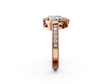 Rose gold Pear Cut Halo Diamond Pave Band Ring with Four-Prong Setting_63