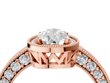 Rose gold Pear Cut Halo Diamond Pave Band Ring with Four-Prong Setting_65