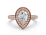 Rose gold Pear Cut Halo Diamond Pave Band with Four-Prong Setting_53