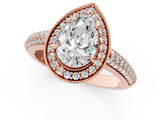 Rose gold Pear Cut Halo Diamond Pave Band with Four-Prong Setting_54