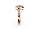Rose gold Pear Cut Halo Diamond Pave Band with Four-Prong Setting_55