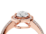Rose gold Pear Cut Halo Diamond Pave Band with Four-Prong Setting_57