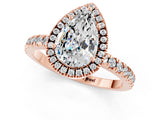 Rose gold Pear Cut Halo Diamond Pave Band with Prong Setting_1
