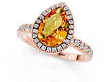 Rose gold Pear Cut Halo Diamond Pave Band with Prong Setting_1