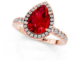 Rose gold Pear Cut Halo Diamond Pave Band with Prong Setting_1