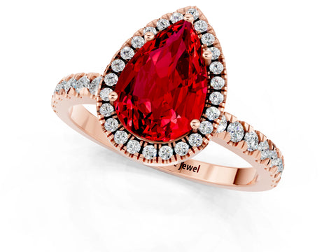 Rose gold Pear Cut Halo Diamond Pave Band with Prong Setting_1