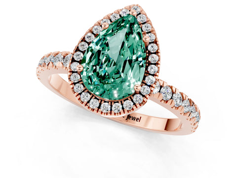 Rose gold Pear Cut Halo Diamond Pave Band with Prong Setting_1