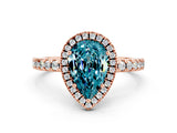 Rose gold Pear Cut Halo Diamond Pave Band with Prong Setting