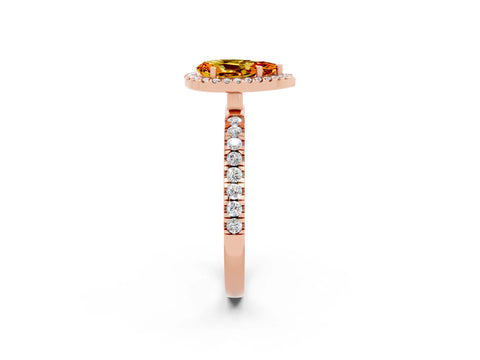 Rose gold Pear Cut Halo Diamond Pave Band with Prong Setting_2