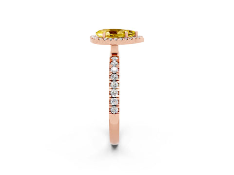 Rose gold Pear Cut Halo Diamond Pave Band with Prong Setting_2