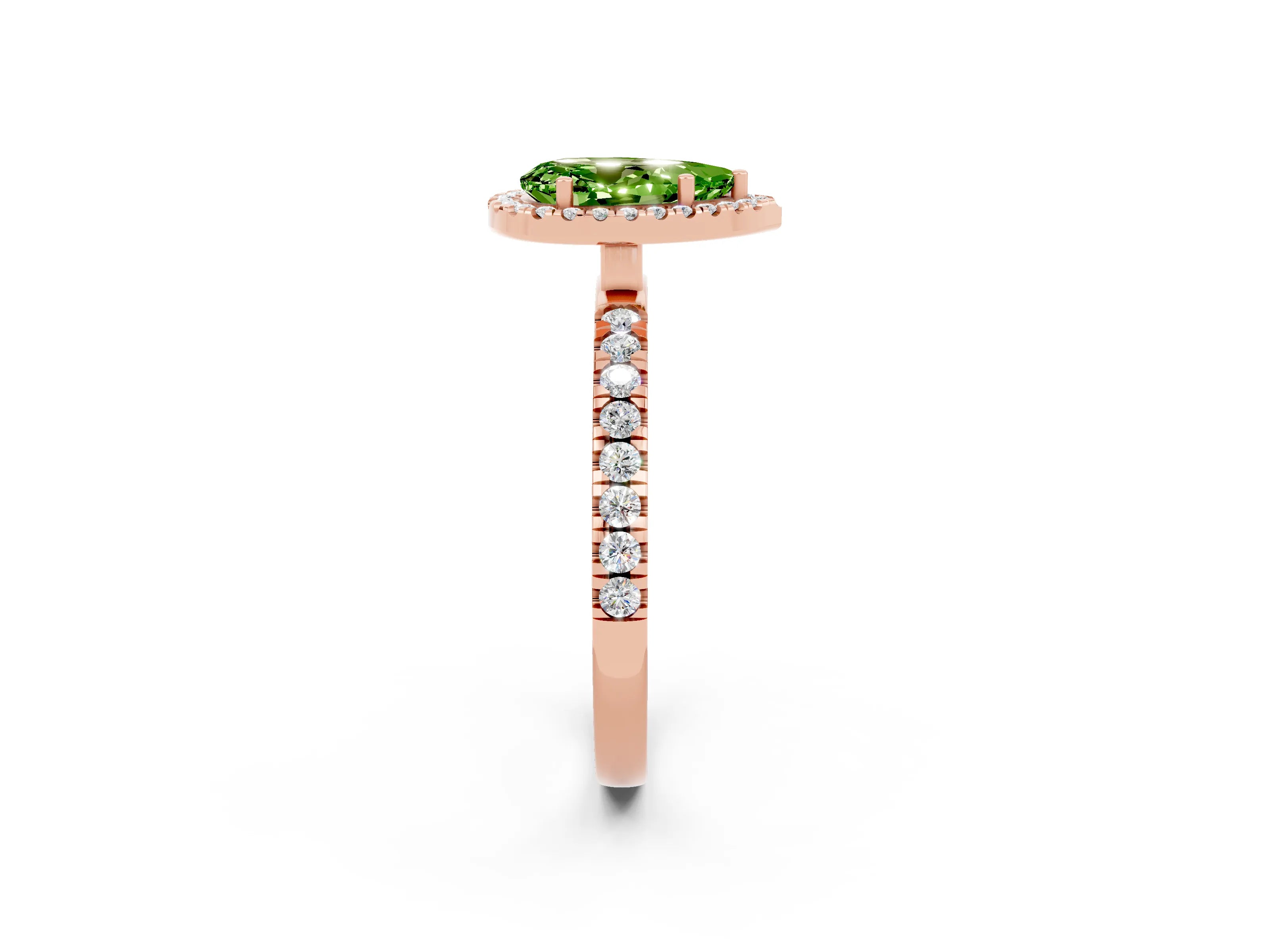 Rose gold Pear Cut Halo Diamond Pave Band with Prong Setting_2