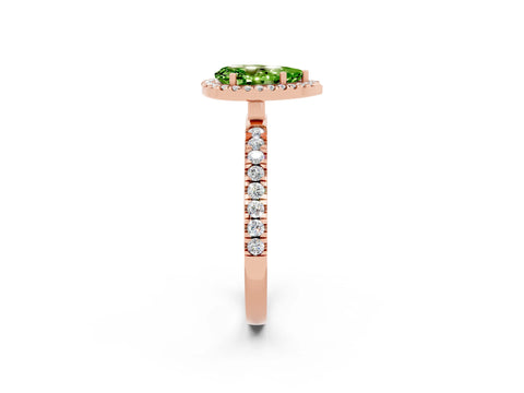 Rose gold Pear Cut Halo Diamond Pave Band with Prong Setting_2
