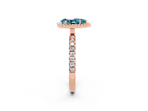 Rose gold Pear Cut Halo Diamond Pave Band with Prong Setting_2