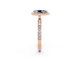 Rose gold Pear Cut Halo Diamond Pave Band with Prong Setting_2
