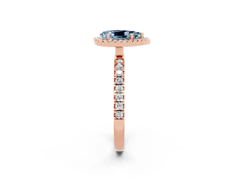 Rose gold Pear Cut Halo Diamond Pave Band with Prong Setting_2