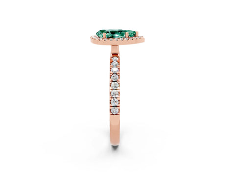 Rose gold Pear Cut Halo Diamond Pave Band with Prong Setting_2