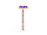 Rose gold Pear Cut Halo Diamond Pave Band with Prong Setting_2