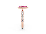 Rose gold Pear Cut Halo Diamond Pave Band with Prong Setting_2