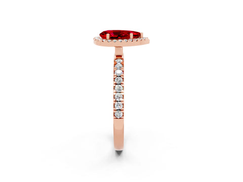 Rose gold Pear Cut Halo Diamond Pave Band with Prong Setting_2