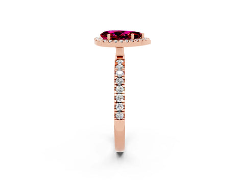 Rose gold Pear Cut Halo Diamond Pave Band with Prong Setting_2