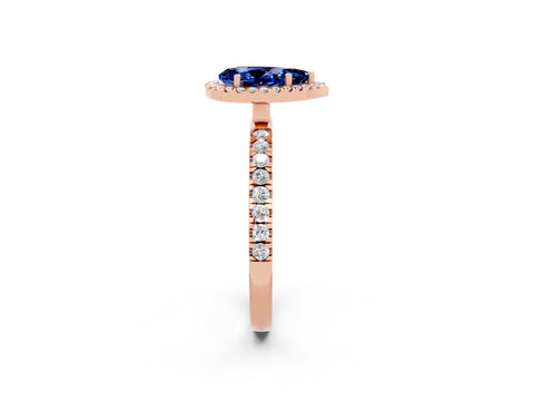 Rose gold Pear Cut Halo Diamond Pave Band with Prong Setting_2