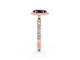 Rose gold Pear Cut Halo Diamond Pave Band with Prong Setting_2