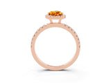 Rose gold Pear Cut Halo Diamond Pave Band with Prong Setting_3