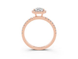 Rose gold Pear Cut Halo Diamond Pave Band with Prong Setting_3