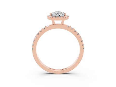 Rose gold Pear Cut Halo Diamond Pave Band with Prong Setting_3