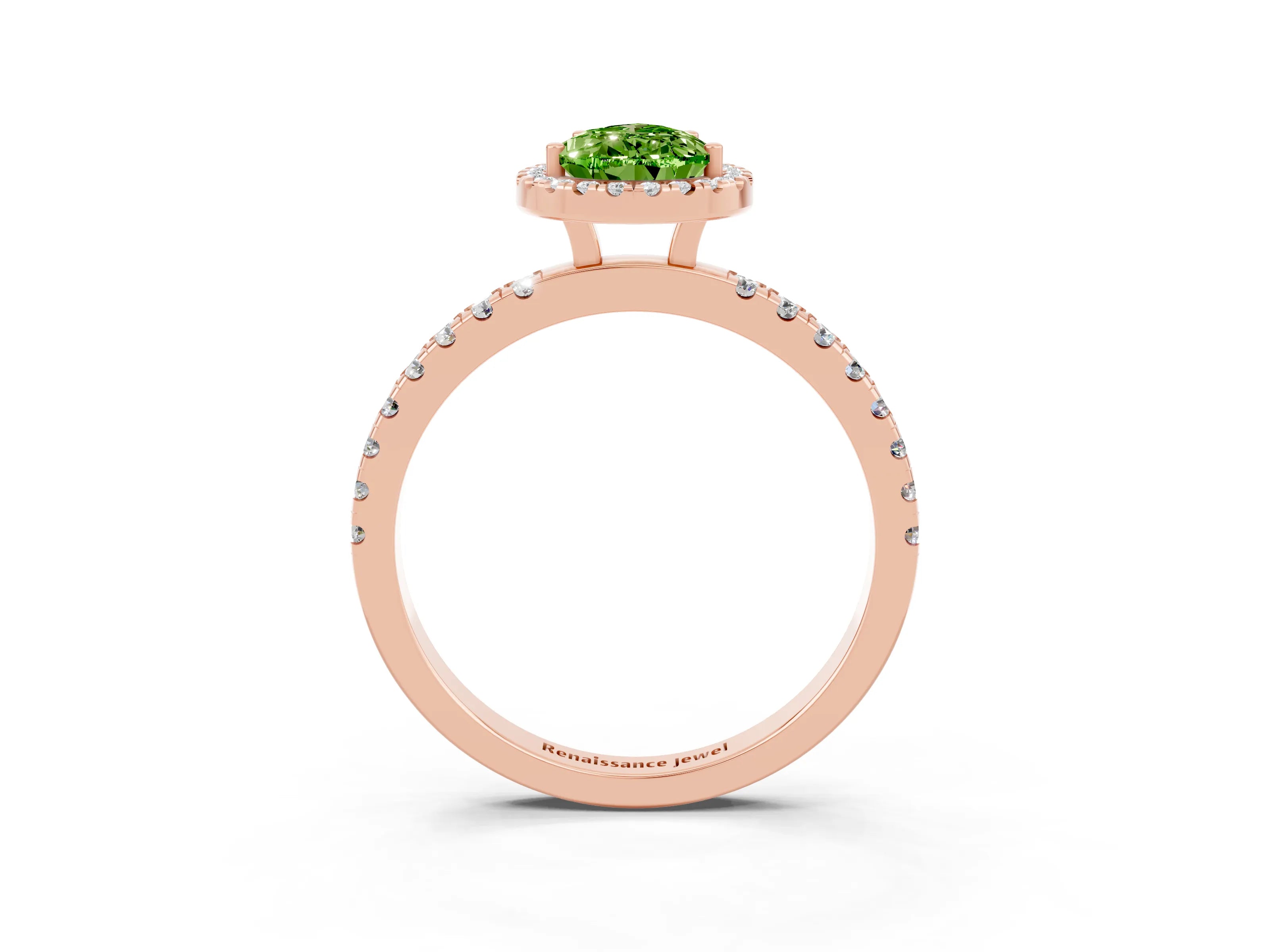 Rose gold Pear Cut Halo Diamond Pave Band with Prong Setting_3