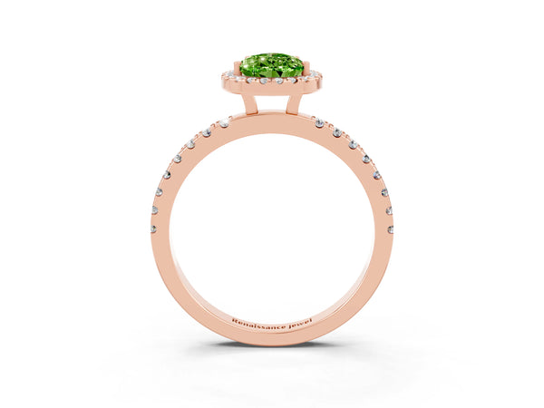 Rose gold Pear Cut Halo Diamond Pave Band with Prong Setting