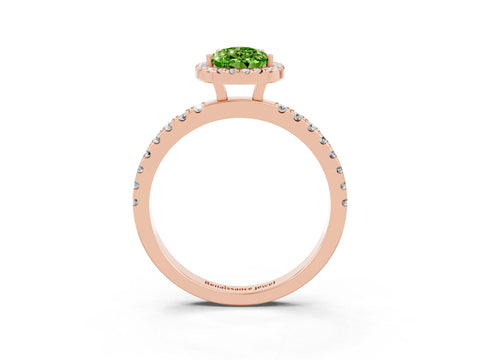 Rose gold Pear Cut Halo Diamond Pave Band with Prong Setting_3