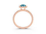 Rose gold Pear Cut Halo Diamond Pave Band with Prong Setting_3