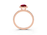 Rose gold Pear Cut Halo Diamond Pave Band with Prong Setting_3