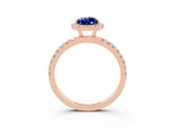 Rose gold Pear Cut Halo Diamond Pave Band with Prong Setting_3
