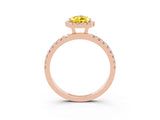 Rose gold Pear Cut Halo Diamond Pave Band with Prong Setting_3